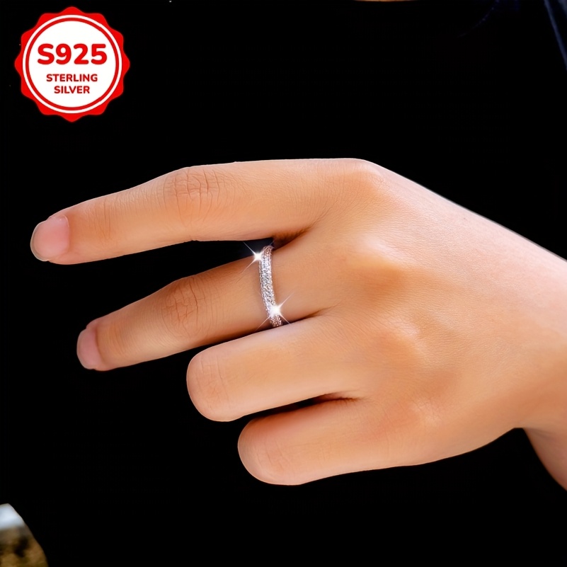 Women's 925 Silver Ring with Synthetic Zirconia, Low Allergy, Wedding Jewelry